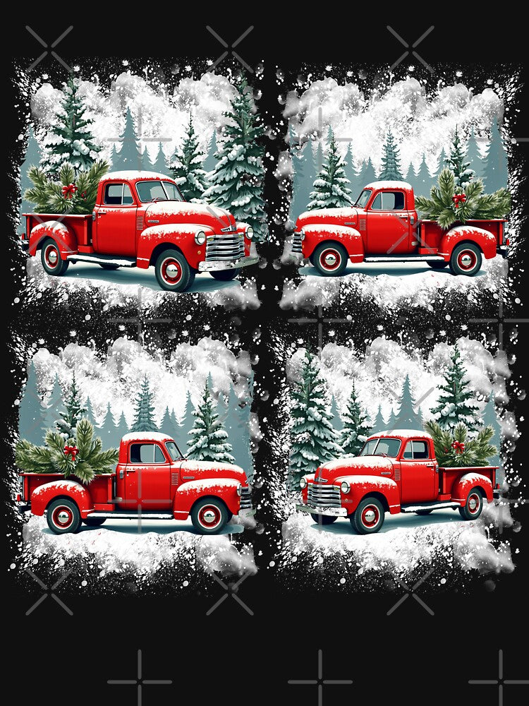 Vintage Red Christmas Truck In Snow Retro Winter Scene 2025 by BeaverFriends