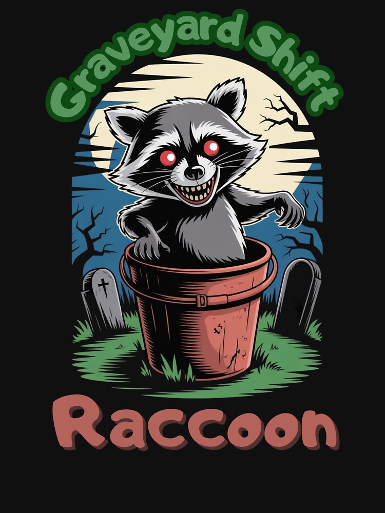 Graveyard Shift Raccoon  ( Spooky Graveyard Raccoon) by Artur-GrafiTee