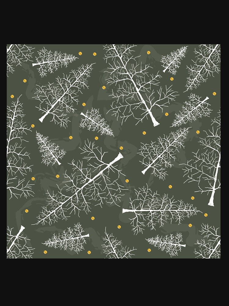 Christmas Glimmer: White Pines on Olive Green by PrintsByAnnJ