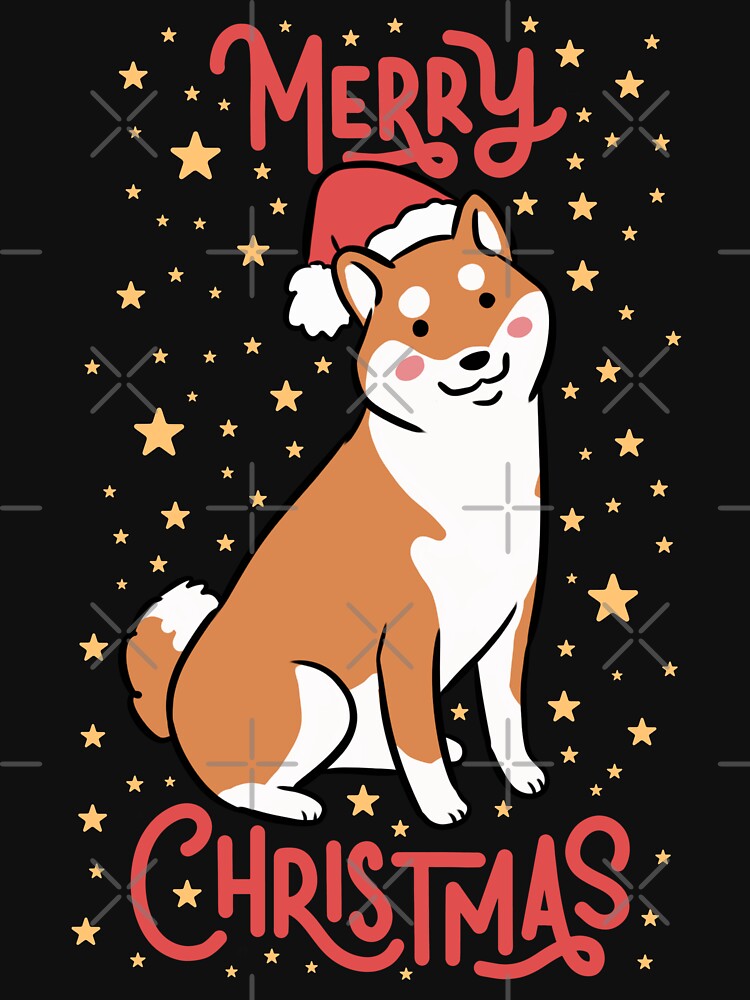 Merry Christmas Cute christmas shiba inu dog illustration by Yarafantasyart