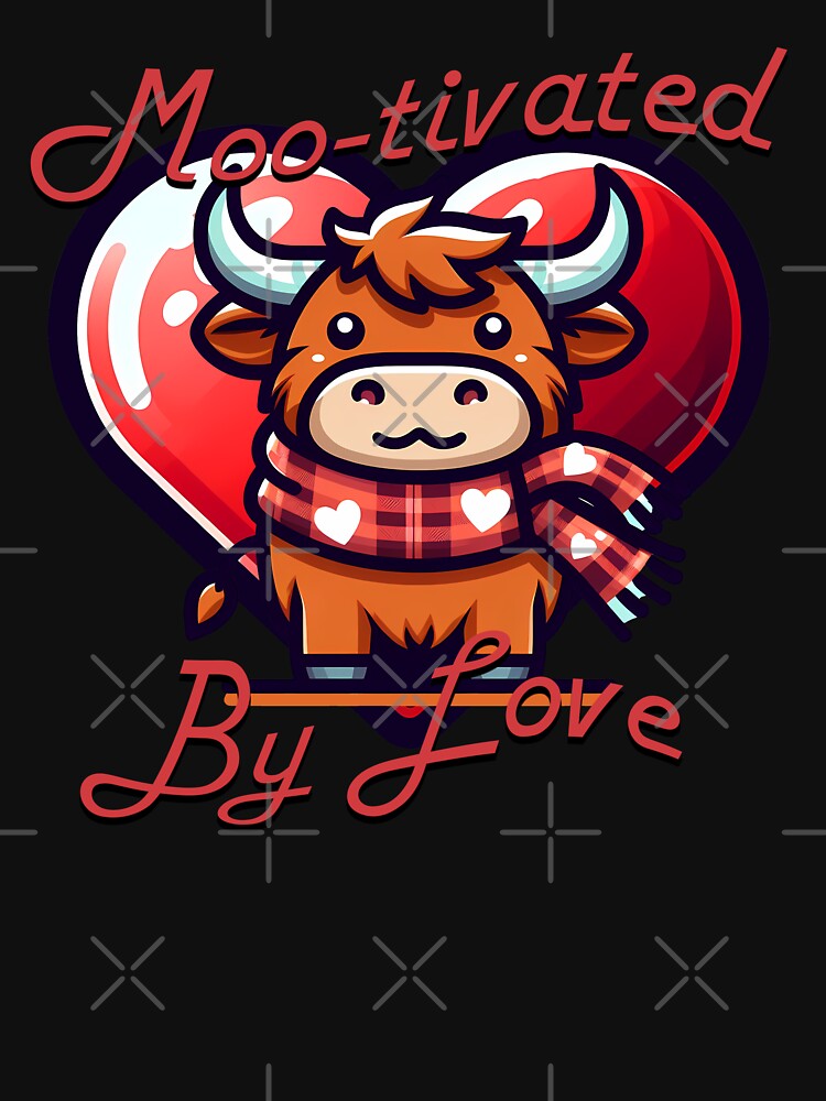 Moo-tivated By Love | Highland Cow Valentine's Day by EDigitalDesigns