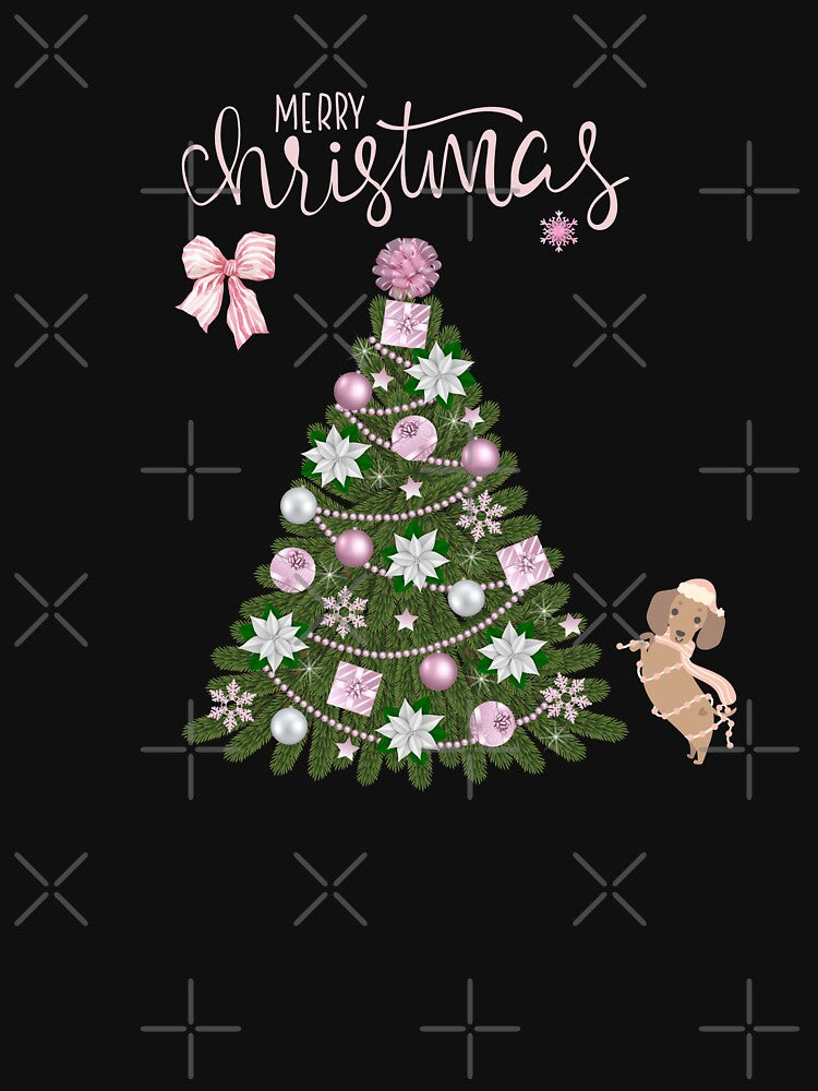 Cute Christmas design with a Christmas tree and dog by Alelmisira