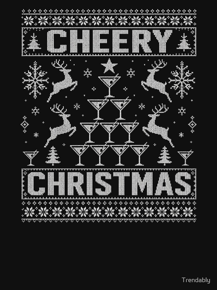 Cute Funny Ugly Christmas Sweater Party Cheer Cheerleader T-Shirt | Holiday Cheer Squad Graphic Gift by Trendably