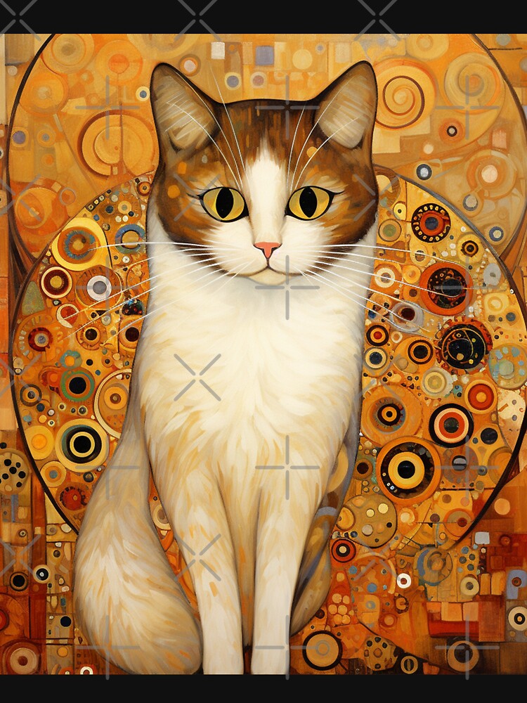 gustav klimt cat - Vintage Art Nouveau Style Painting Of A Cat Inspired By Gustav Klimt by beeene
