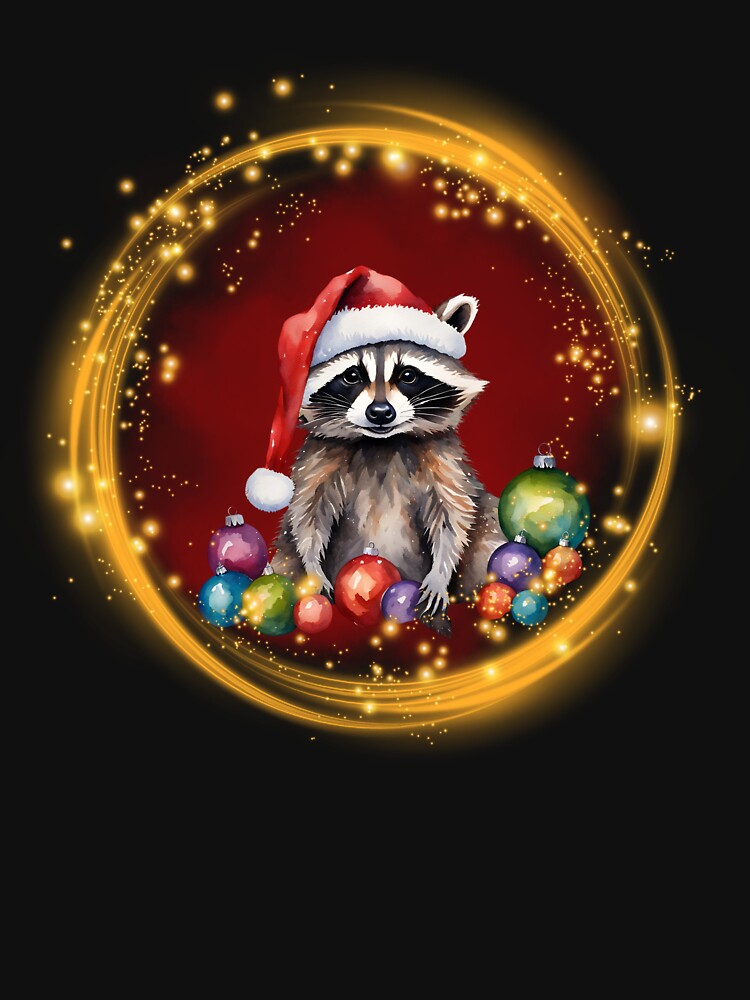 Cute Christmas Raccoon by MadCatPrints