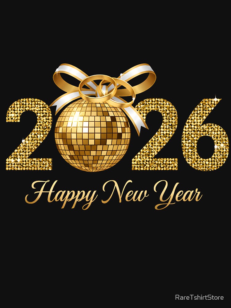 New Year Party Shirt 2026 Happy New Year T-Shirt, Gold Disco Ball Gift, Festive Celebration Graphic Tee, Holiday Party Gift by RareTshirtStore
