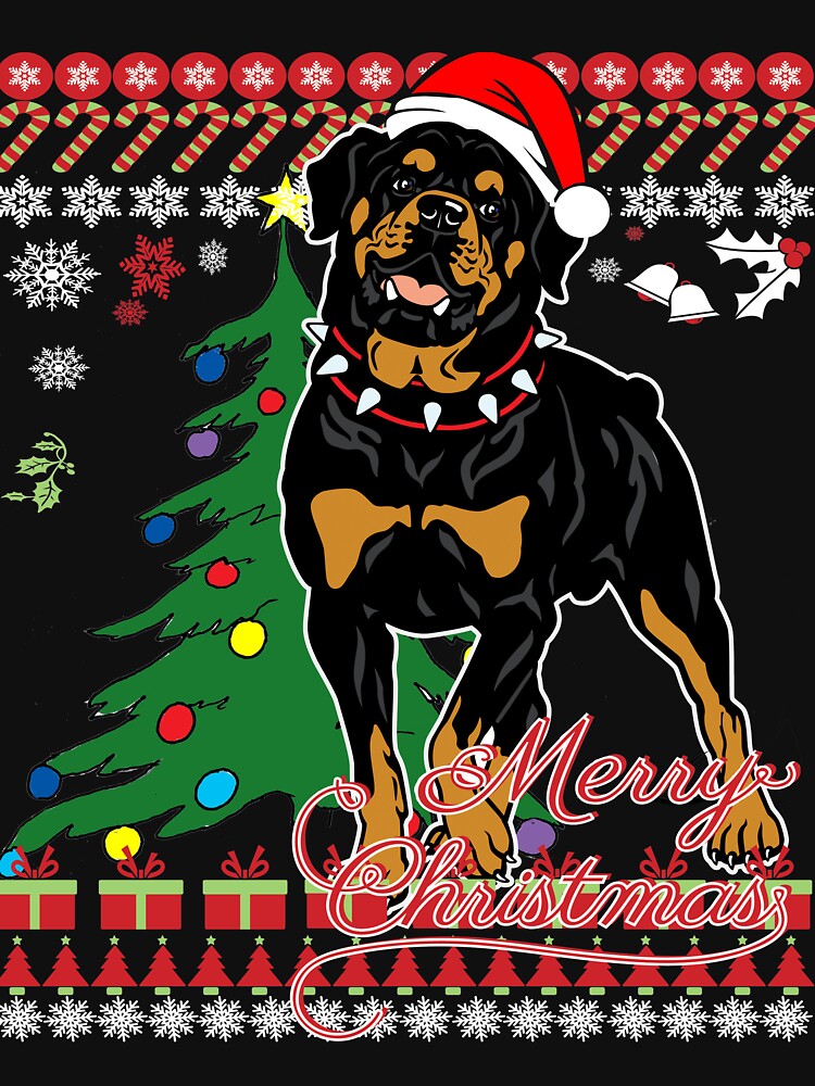 Ugly Christmas Sweater For Rottweiler Dog Lover Xmas Gift - Ladies T Shirt by lucymeme