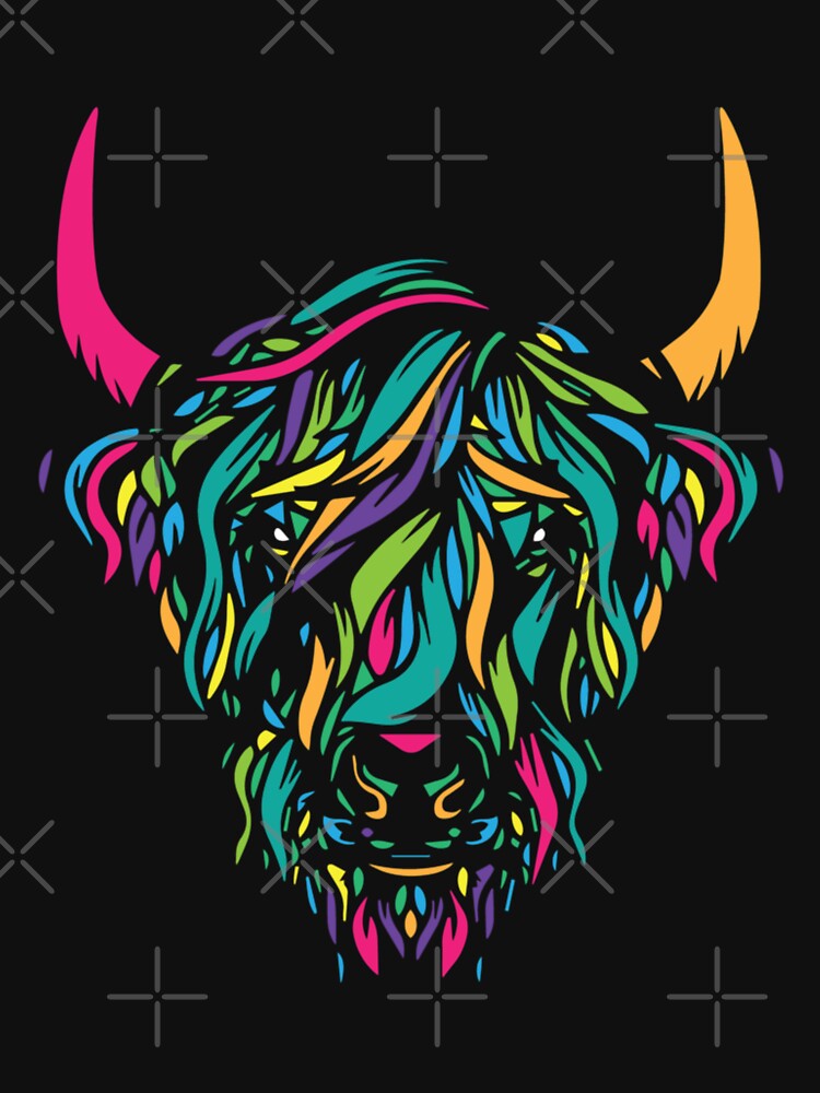 Colorful Highland Cow Art on Shirts, Shower Curtains, Phone Cases, and More! Add a Pop of Whimsy to Your Life! by Mrrs-co