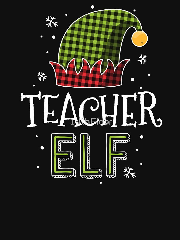 Teacher Elf Plaid Matching Christmas Pajamas School Squad by 14thFloor