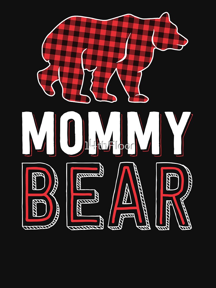 Mommy Bear Mom Red Buffalo Plaid Matching Family Christmas by 14thFloor