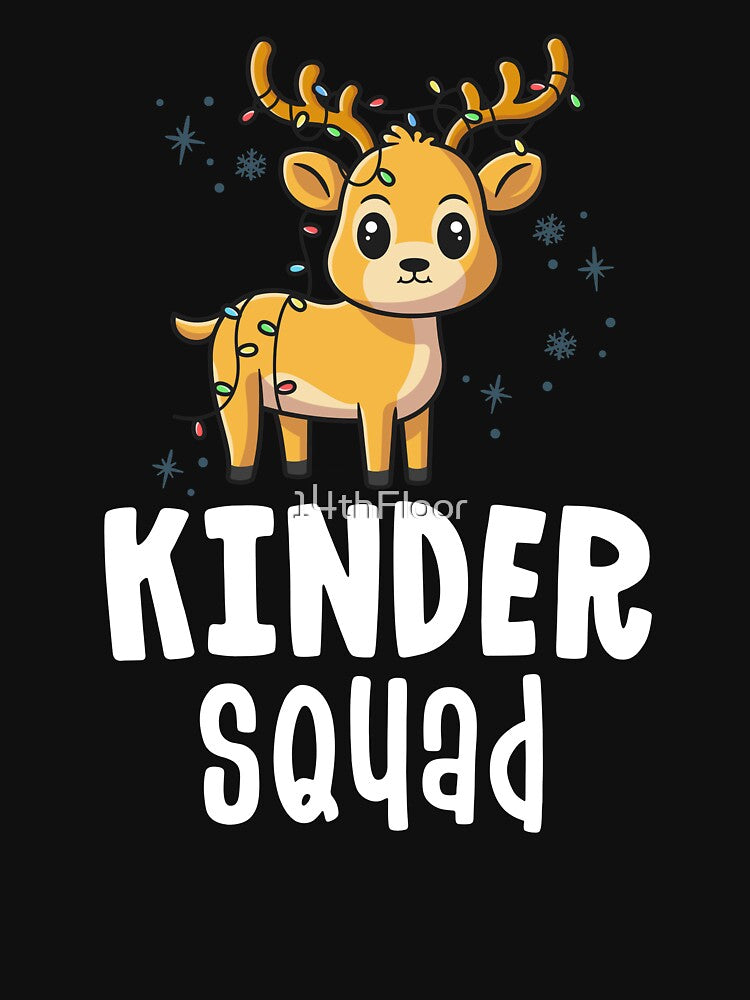 Kinder Squad Reindeer Shirt Christmas Teacher Kindergarten by 14thFloor