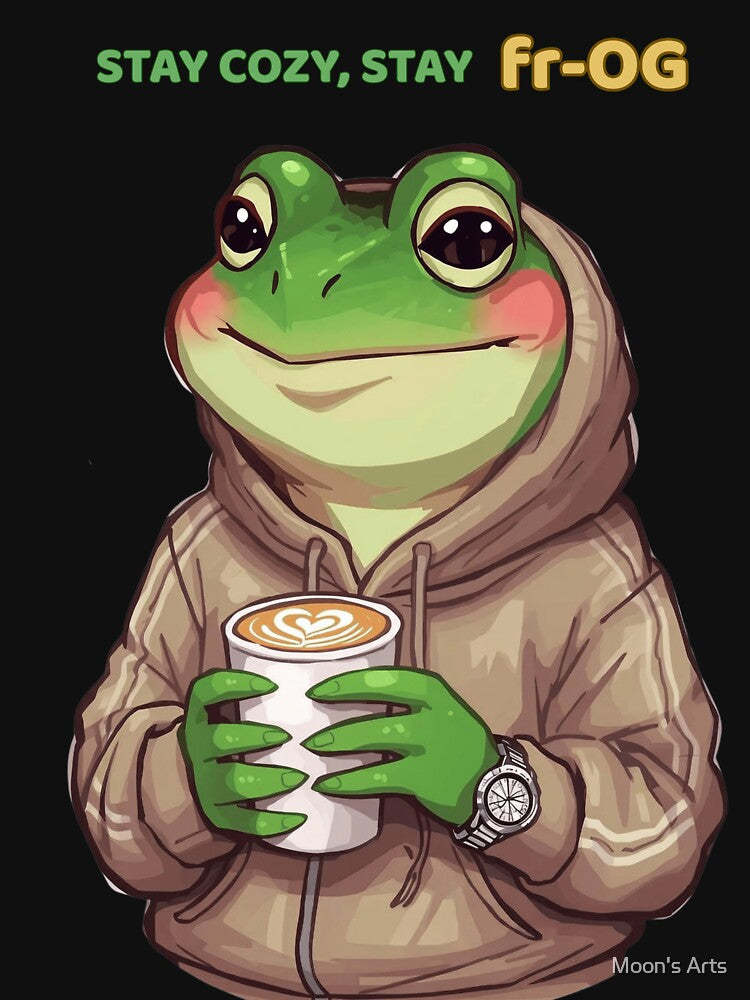 OG Frog Coffee Lover Design – Kawaii Frog with Coffee Mug for Chill Vibes by Moon's Arts