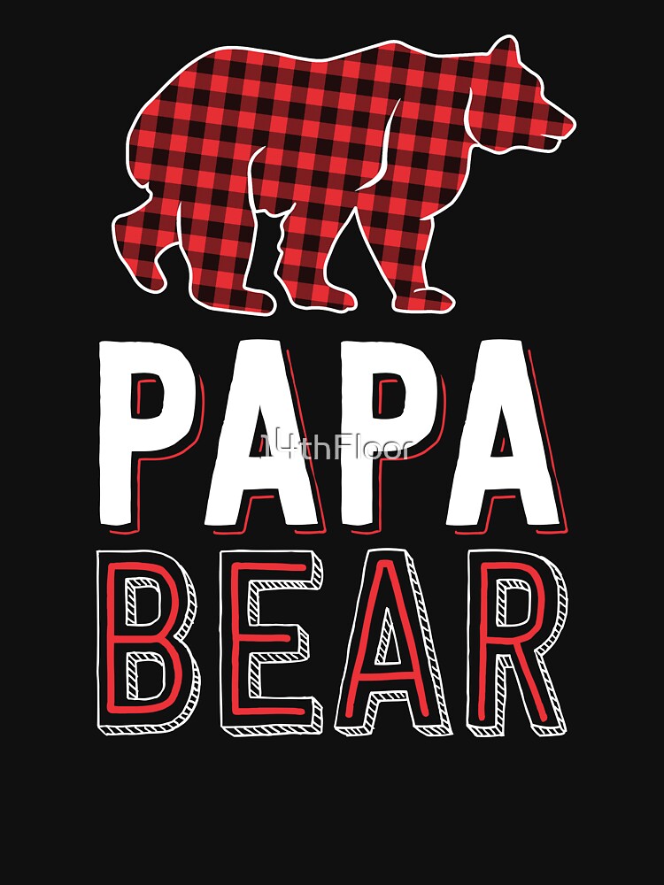 Papa Bear Dad Red Buffalo Plaid Matching Family Christmas by 14thFloor