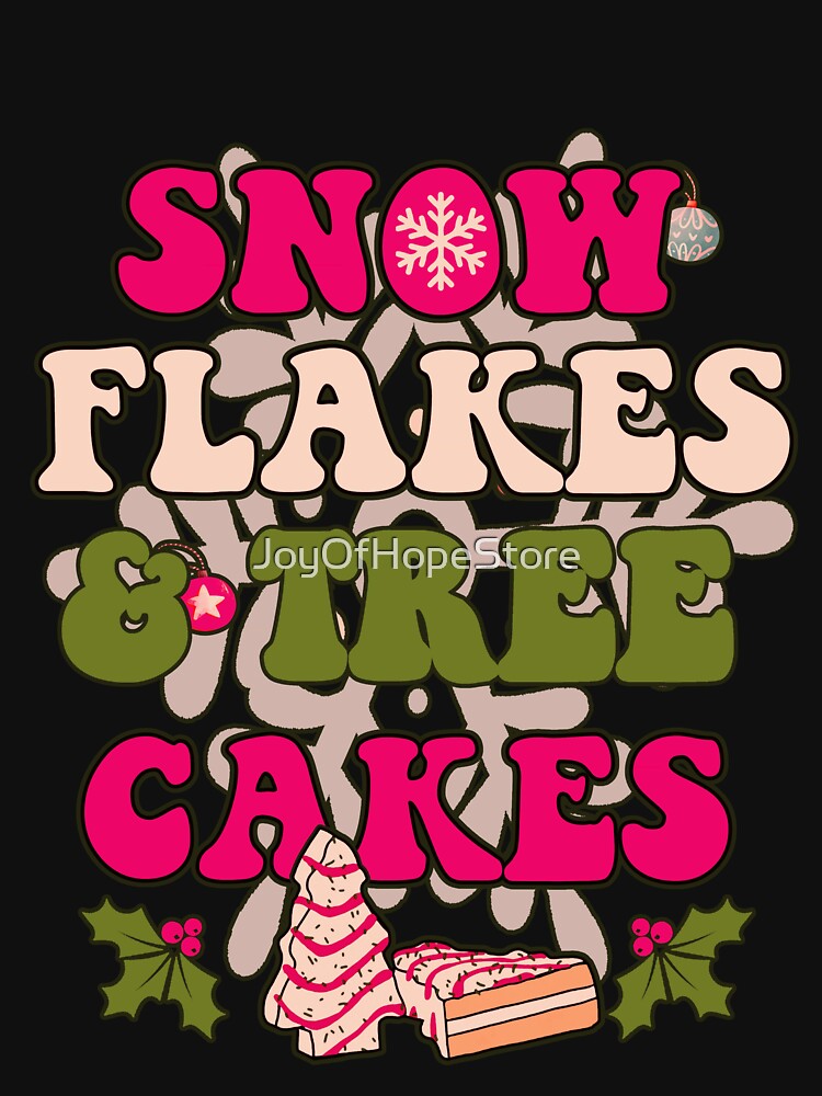 Snow flakes and Christmas Tree Cakes with Snow Flakes and Ornaments in vintage green and hot pink by JoyOfHopeStore