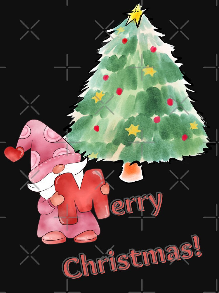 Cute Christmas gnome wishing Merry Christmas by Brightful Creations