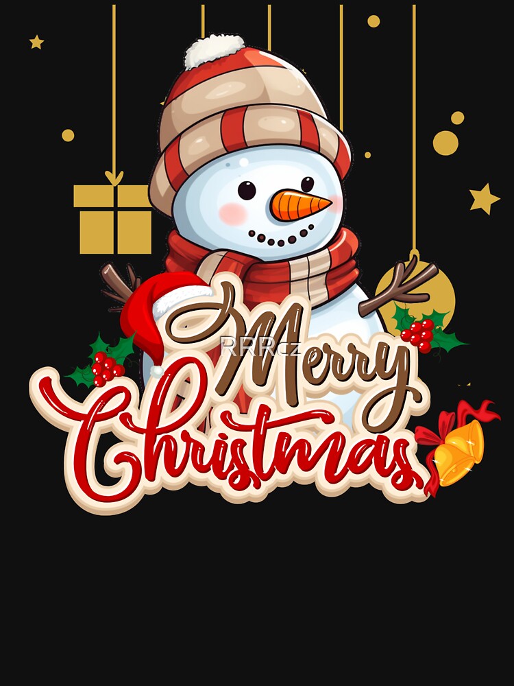 Merry Christmas saying cute snowman cartoon by RRRcz