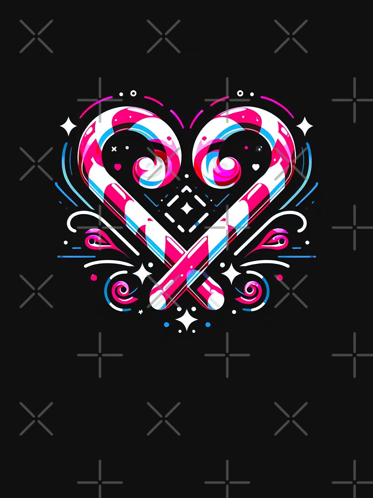 Symmetrical Christmas Candy Cane Design - Heart - Black Background by Star-Fragment