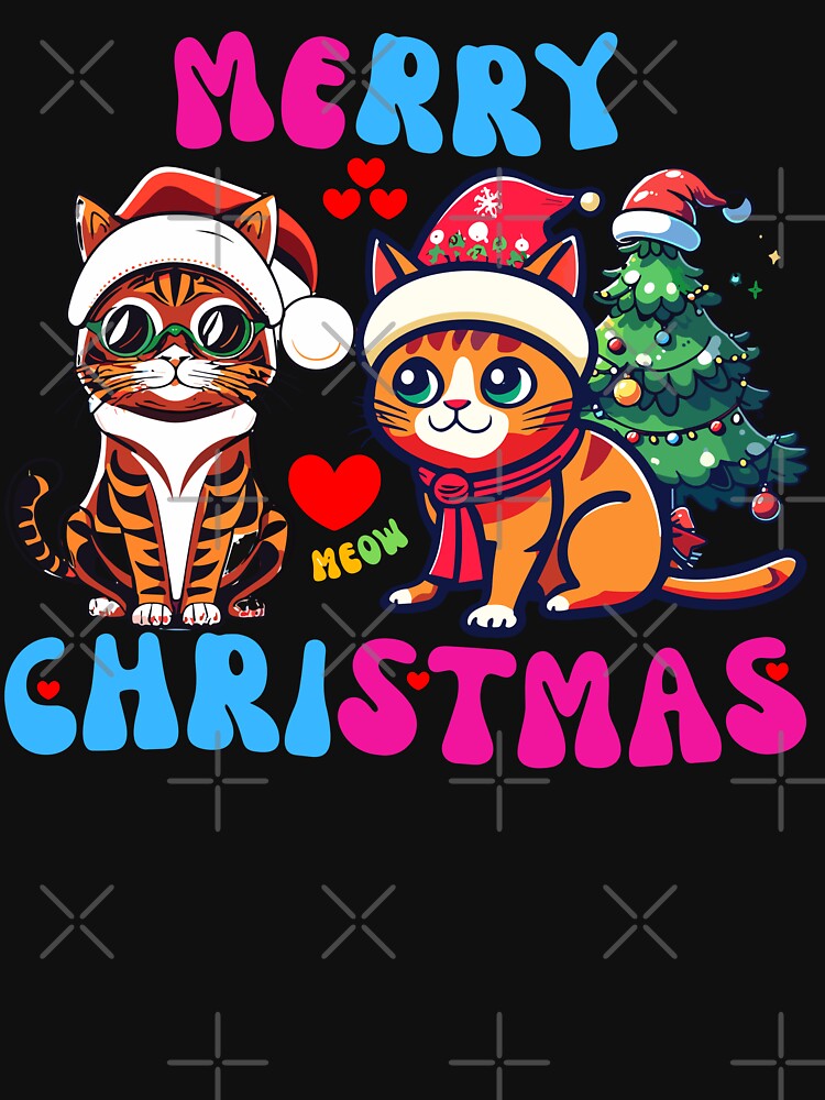 Merry Christmas:  Cat Lover (Meow) T-Shirt by PiXilustratoArt