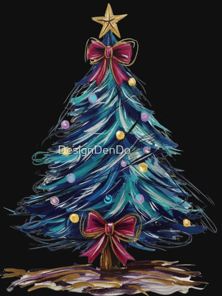 Colorful Coquette Glitter Christmas Tree , Girly Christmas Tree Design, Bright Color Christmas Coquette Bow Dalmantian Dots, brushstroke by DesignDenDo ⭐⭐⭐⭐⭐