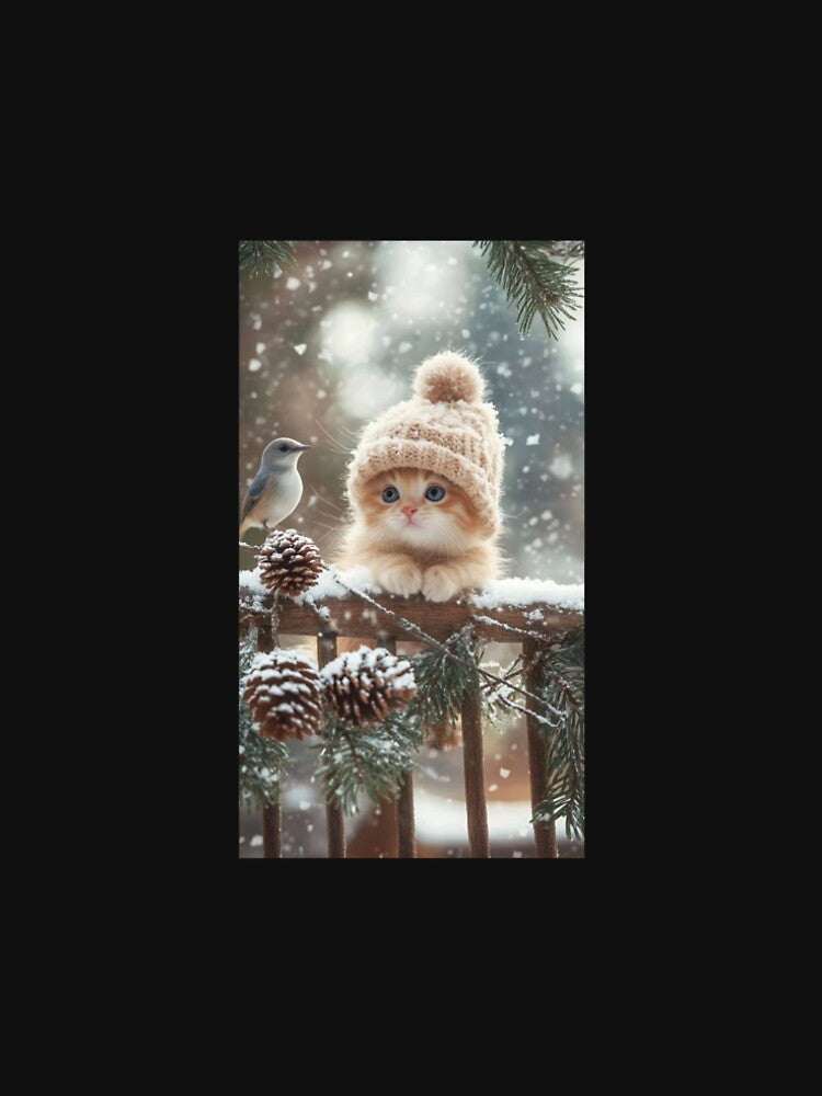 Kawaii Winter Kitten in Cozy Hat by bykamilka