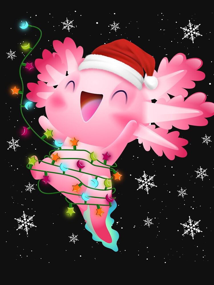 Christmas Axolotl Santa Hat Lights Japanese Cute Anime Xmas by Darly-Walker