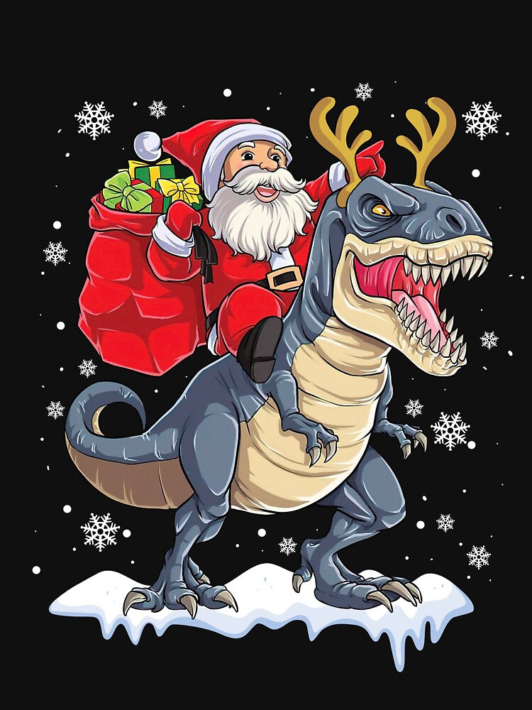 Santa Riding Dinosaur Reindeer Christmas Little Boys Kids by KennediWitting