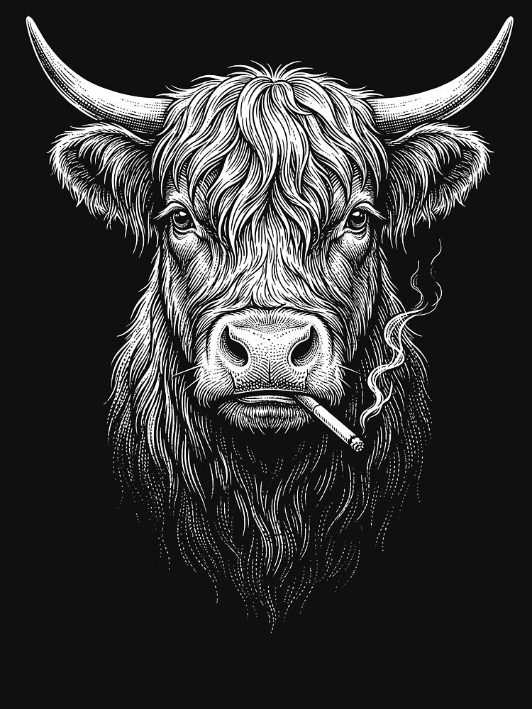 Funny Highland Cow Smoking Meme Animal Lover by DoodleTortle