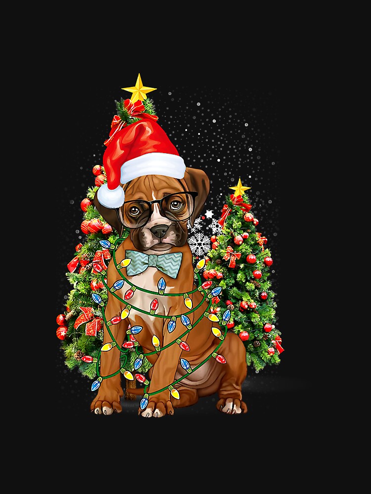 Boxer Santa Christmas Tree Lights Xmas by SkyCloudBlue