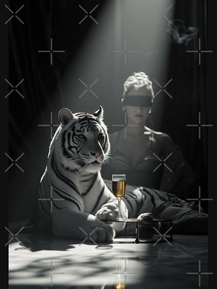 The Blind Empress - White Tiger and Blindfolded Woman by Artfully Entertained