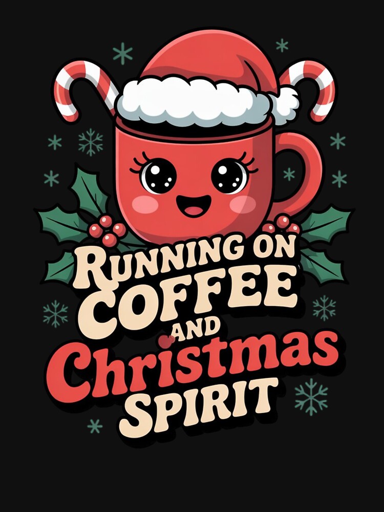 Running on Coffee and Christmas Spirit Funny Cute Santa Mug Holiday Design by DailyInkWear