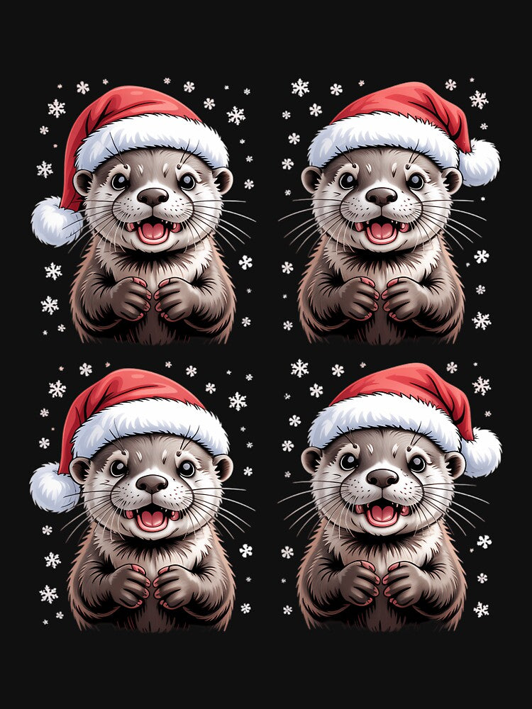 Winter Otter Wearing Santa Hat Christmas Sea Otter Lover by ValerieRodrigue