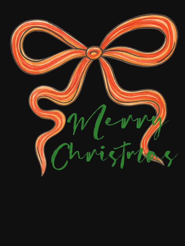 Merry Christmas Ribbon Bow Watercolor Design by TalalosART