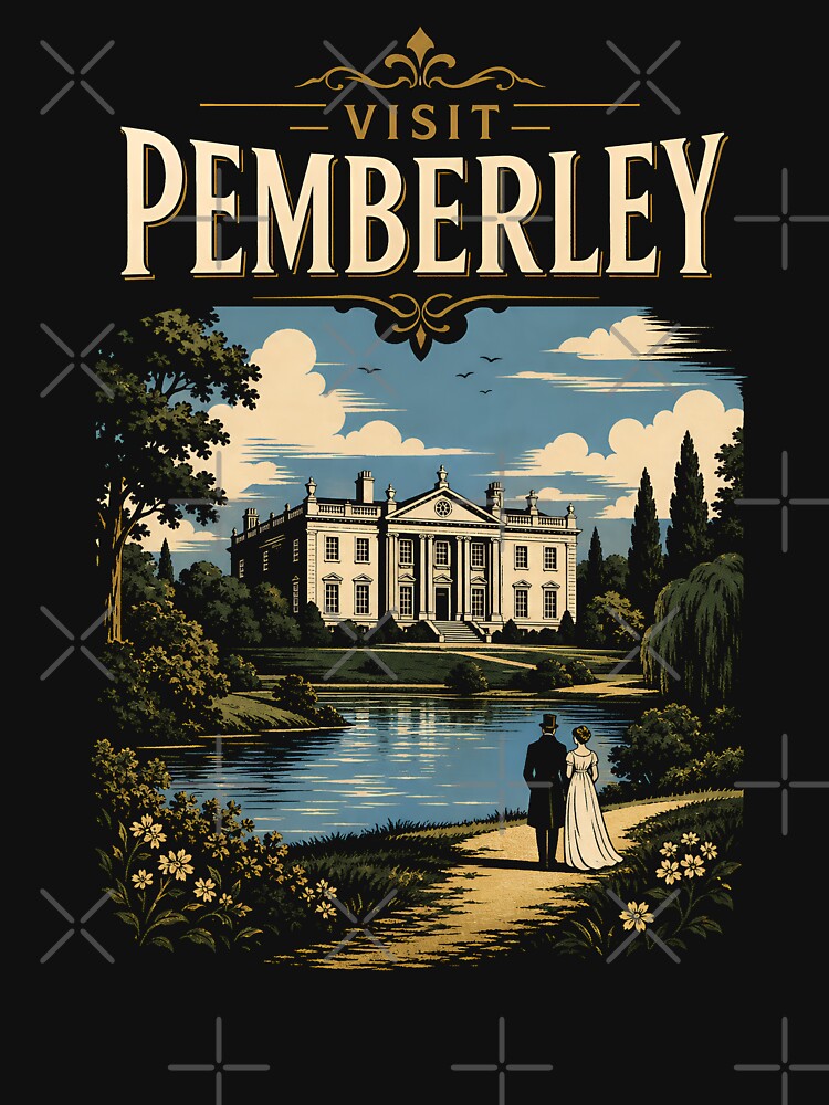Visit Pemberley Pride and Prejudice Vintage Travel Poster by Fenay Designs