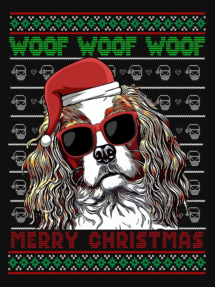Cavalier King Charles Spaniel Dog Funny Woof Merry Christmas Ugly Sweater Pajama T-Shirt by McCaffrey584