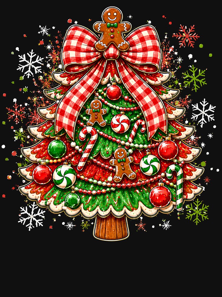 Sweet Candy Christmas Tree Gingerbread Gingham Bow by DYAFLK