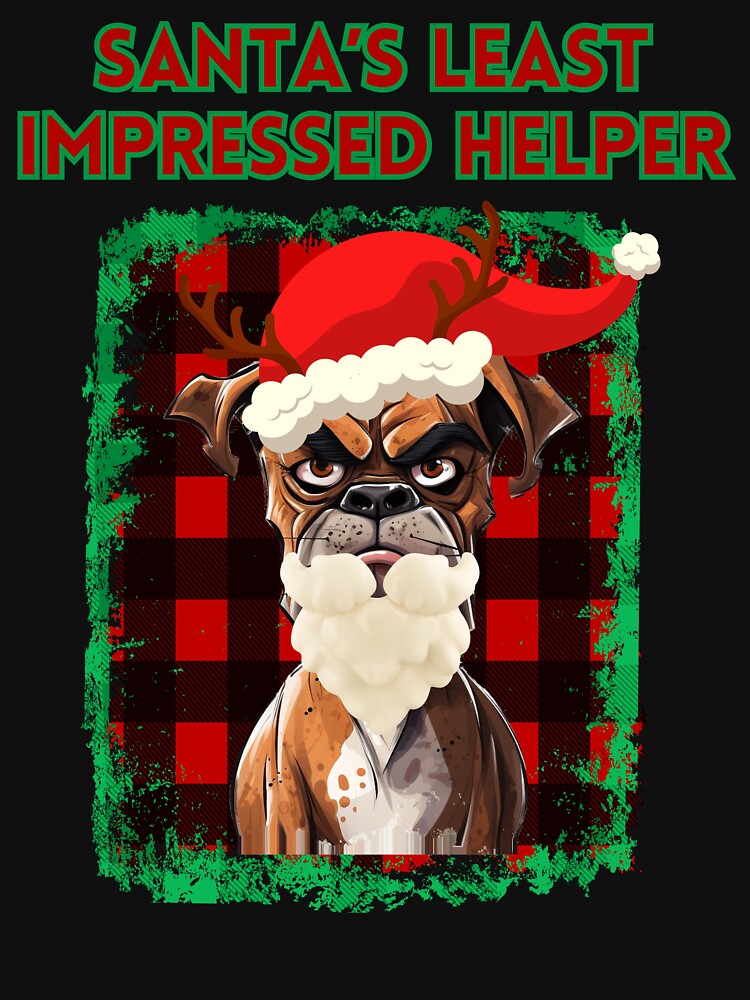 Funny Christmas. Boxer in Santa Hat. by JAGA-ALIME