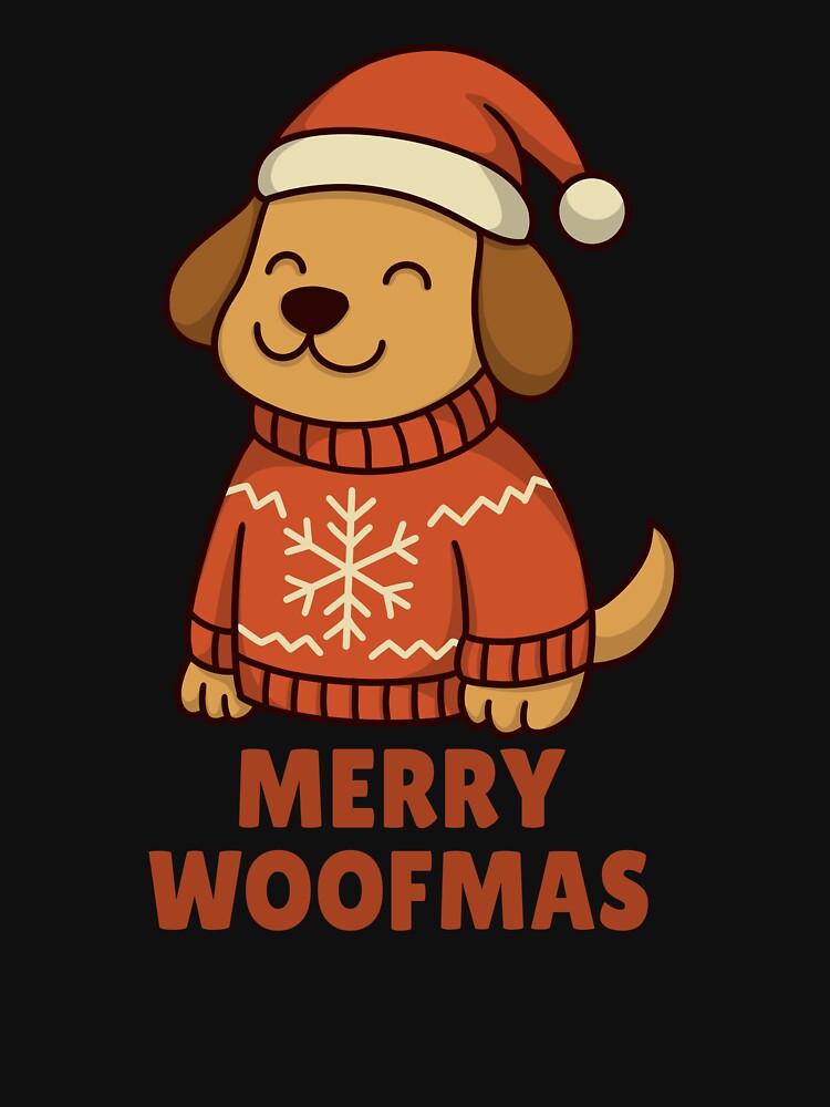 Merry Woofmas – Cute Christmas Dog in Sweater Holiday Design by Kewessthetic