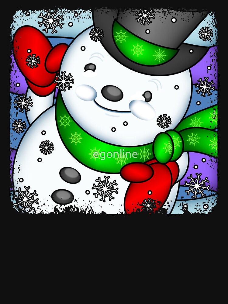 Adorable Cute Christmas Snowman In Winter Snow Holiday Art by egonline