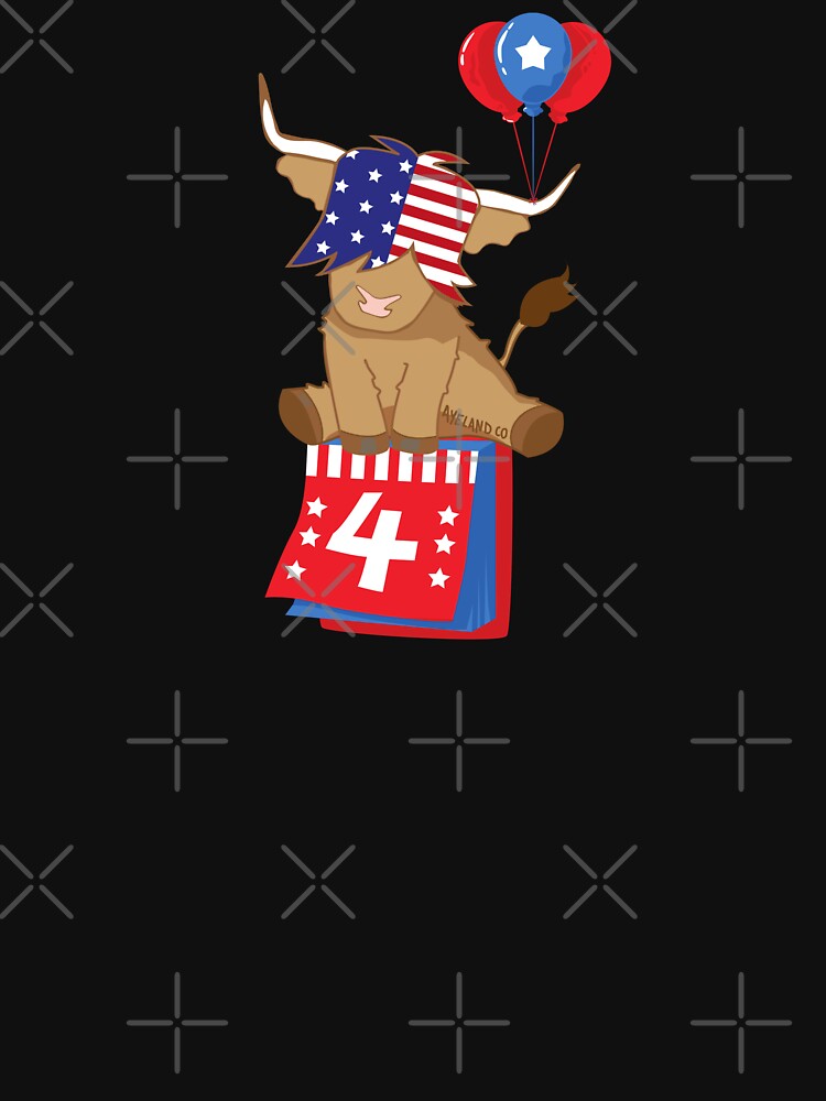 Scottish highland cow 4th of july independence celebration by Ayelandco
