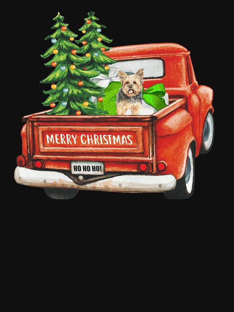 Vintage Merry Christmas Truck with Yorkshire Terrier Dog by michellejustice