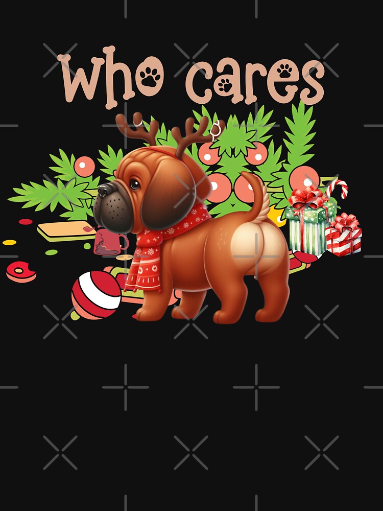"Reindeer Games Bullmastiff - Holiday Festive Mischief" by Xhevahir