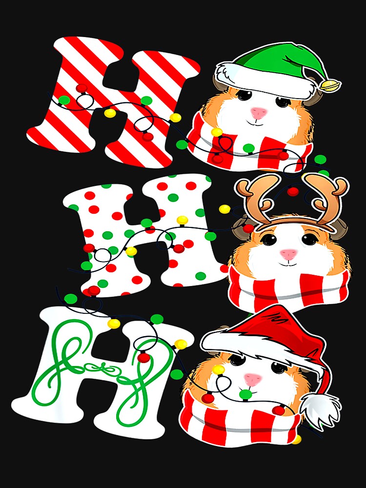 Ho Ho Ho Guinea Pig Lights Santa Hat reindeer ELF Christmas by TGMerwin