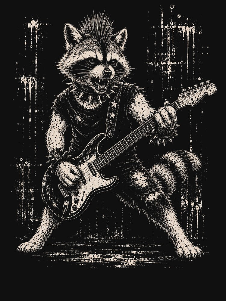 Punk Rock raccoon Playing Electric Guitar Heavy Metal Guitarist raccoon by Kladhadredo