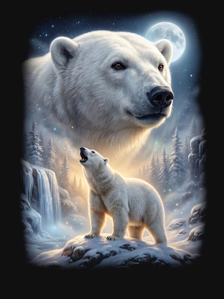 Polar Bear Howling Moon Art Animal Lover by DoodleTortle