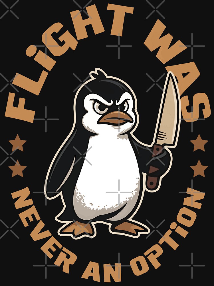 Flight Was Never An Option – Funny Angry Penguin with Knife by artworkathome