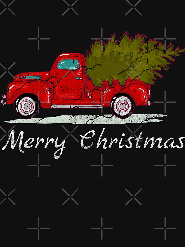 Merry Christmas Vintage -  Red Truck Christmas With Tree by MagicBoutique