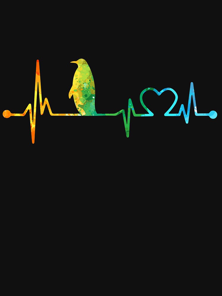 PENGUIN HEARTBEAT WATERCOLOR by WinghiDesign