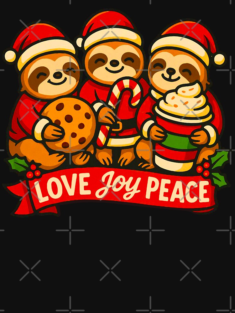 Love Joy Peace Sloths Santa Christmas Candy Cane Xmas Cookies by plushism