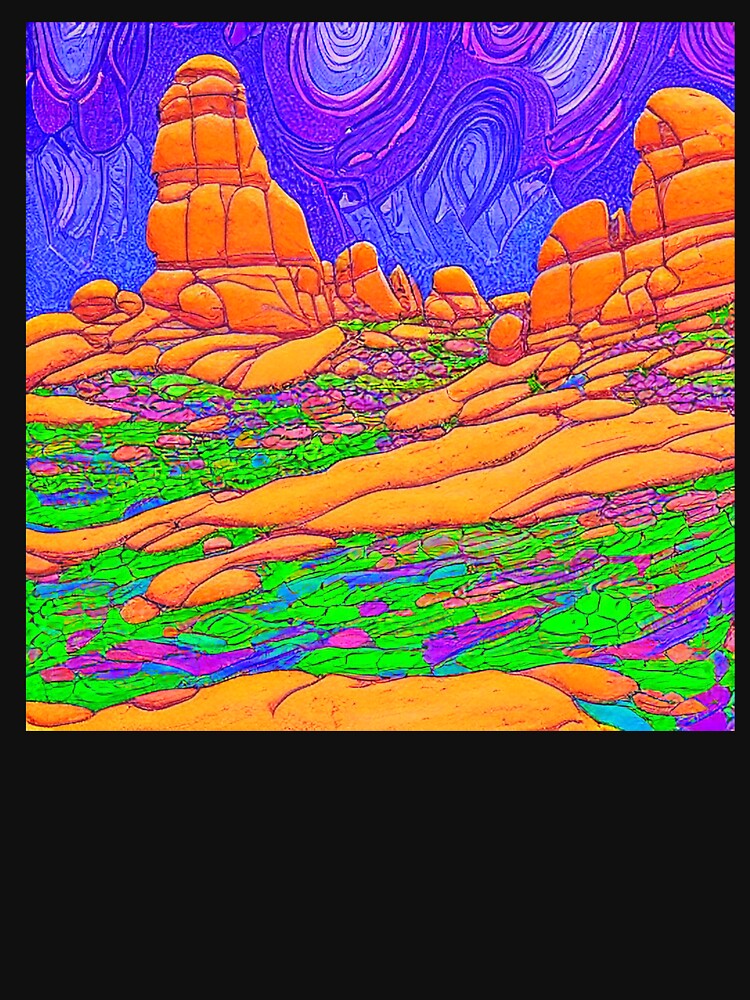 Arches National Park Detailed Etching Styled Digital Illustration 2 by DiatomDesigns
