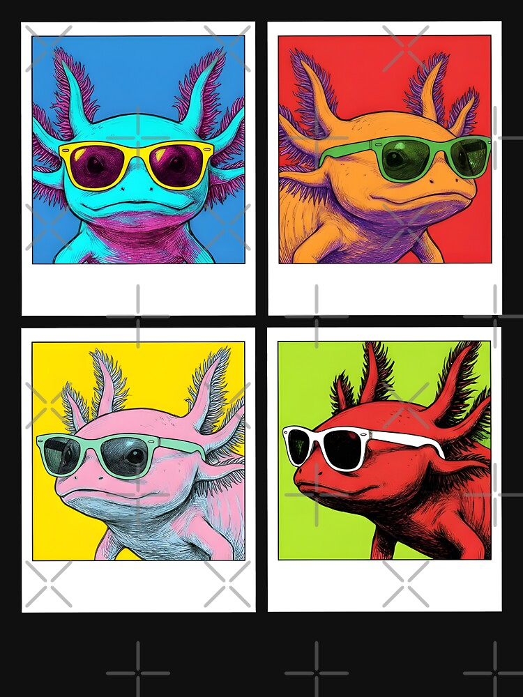 Cool Photobooth Axolotl Sunglasses Retro Sketch Art by MTRBSK11